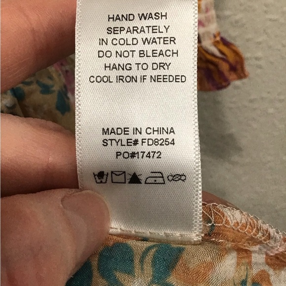 Fate: With Love Orange Floral Mini Dress Size M NWT Pink Long Sleeve Ruffle Boho - Picture 7 of 13